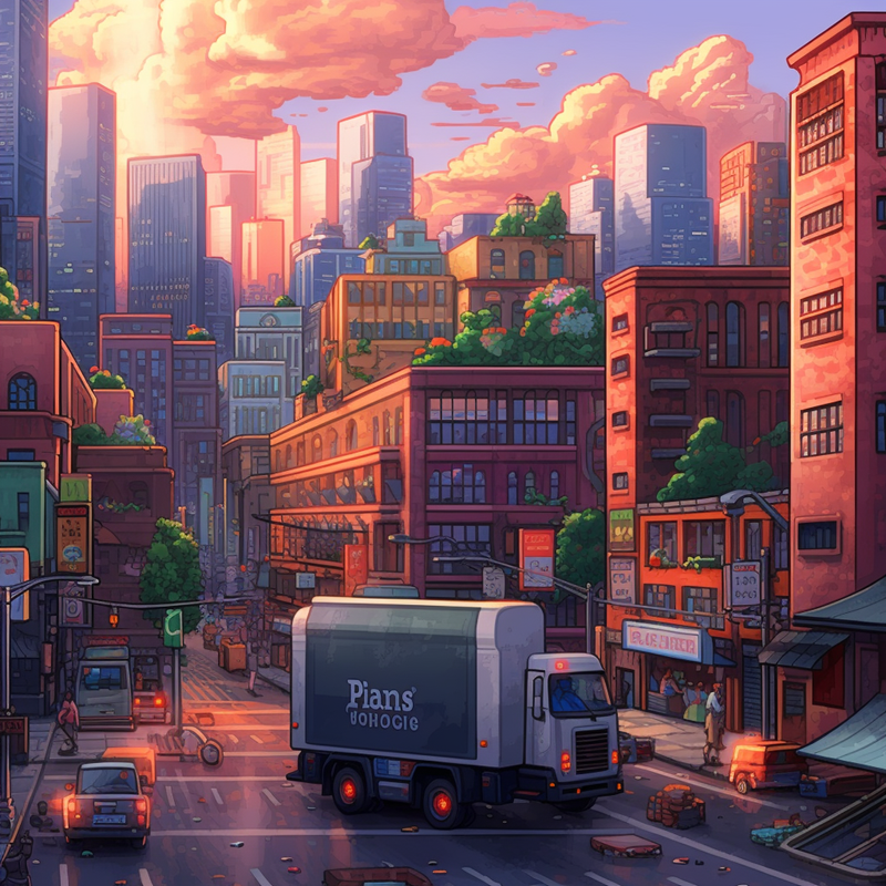 Imagen de un camión de reparto de mensajería popular.