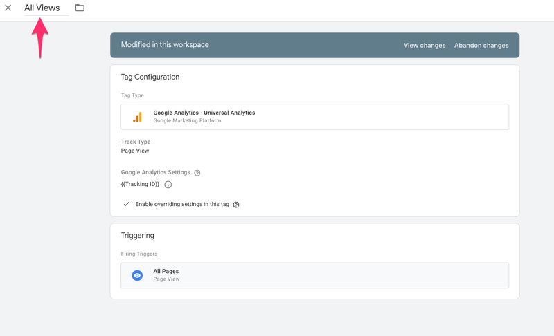 google tag manager all view