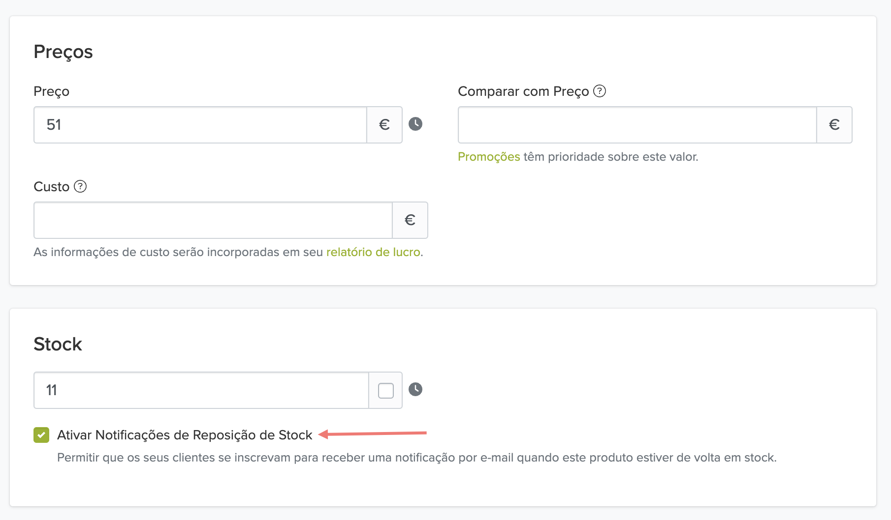 Opção de Admin
