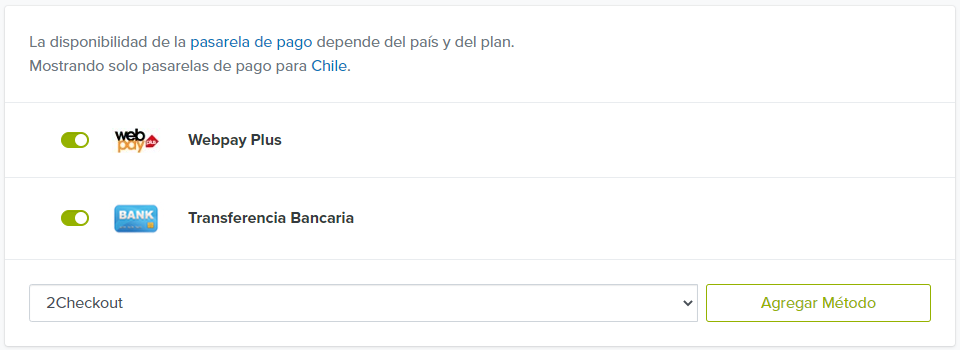 añadir formas de pago