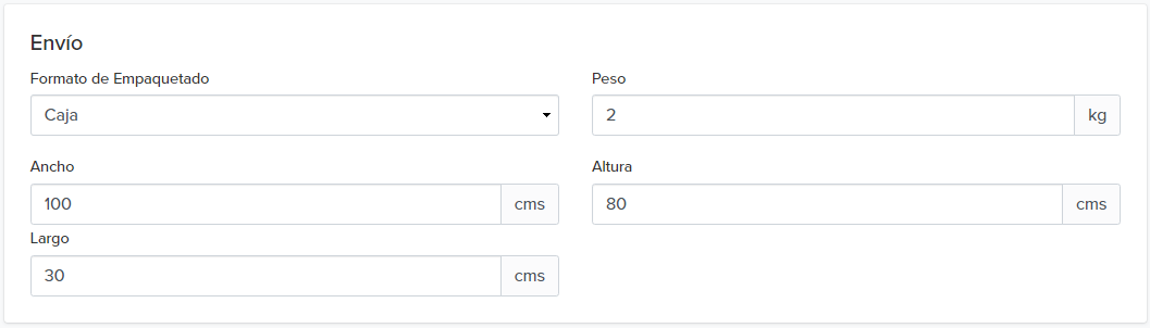 envío del producto