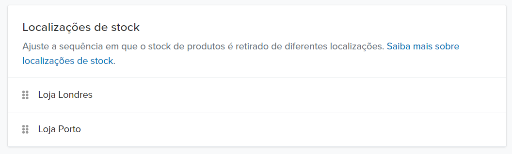 Widget de Stock de Localizações