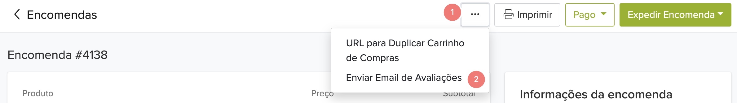 Pedir avaliações manualmente